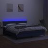 vidaXL Cama box spring colch&oacute;n y luces LED tela azul 160x200 cm