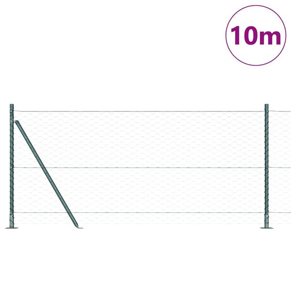 vidaXL Poste de Valla Verde 10 x 0,8 m (malla de 50 mm) Acero y PVC