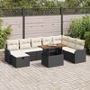 vidaXL Conjunto de sof&aacute;s de jard&iacute;n 9 pcs Negro rat&aacute;n sint&eacute;tico