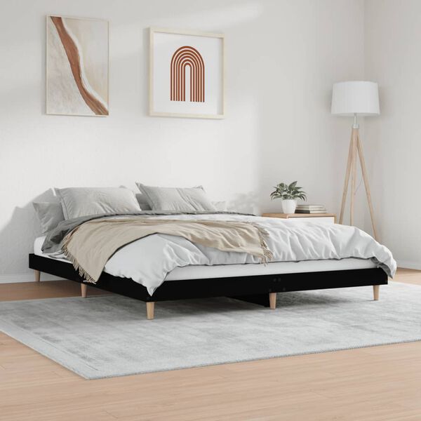 vidaXL Estructura de cama madera de ingeniería negra 200x200 cm