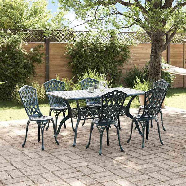 vidaXL Conjunto de Comedor de Jard&iacute;n 7 pcs Verde Aluminio