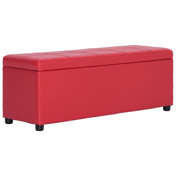 vidaXL Banco con espacio de almacenaje 116 cm cuero sint&eacute;tico rojo