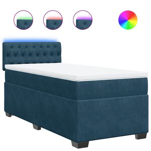 vidaXL Cama box spring con colch&oacute;n terciopelo azul oscuro 80x200 cm