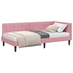 vidaXL Estructura de cama en esquina Rosa 90 cm x 200 cm Terciopelo