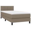 vidaXL Cama box spring con colch&oacute;n tela gris taupe 90x200 cm