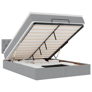 vidaXL Cama otomana con colch&oacute;n LED gris claro 140x190 cm tela