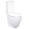 vidaXL Inodoro WC redondo de cer&aacute;mica flujo hacia abajo blanco