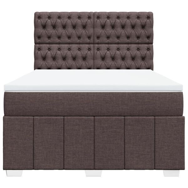 vidaXL Cama box spring con colch&oacute;n tela marr&oacute;n oscuro 160x200 cm