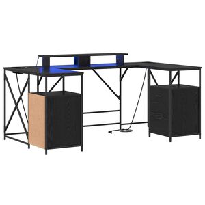 vidaXL Escritorio Roble Negro Madera de ingenier&iacute;a 182 x 101 x 87,5 cm