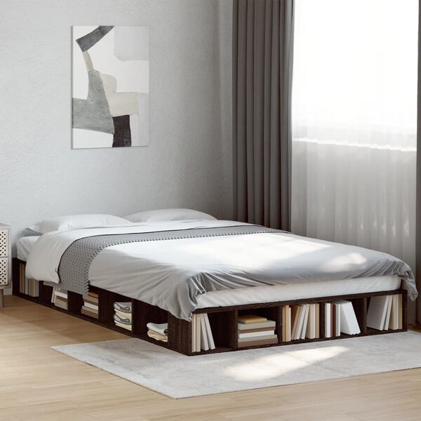 vidaXL Estructura de cama madera de ingenier&iacute;a marr&oacute;n roble 140x190 cm