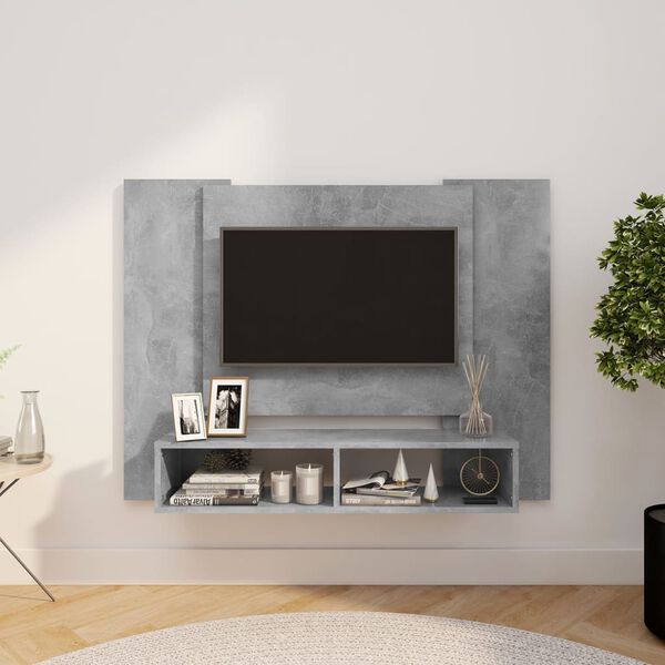 vidaXL Mueble de TV de pared contrachapado gris hormig&oacute;n 120x23,5x90cm