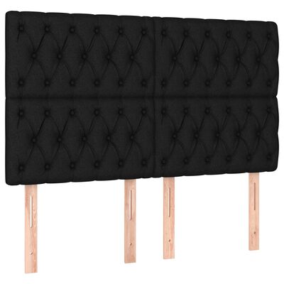 vidaXL Cama box spring con colchón tela negro 140x190 cm
