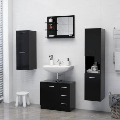 vidaXL Espejo de baño madera contrachapada negro 60x10,5x45 cm