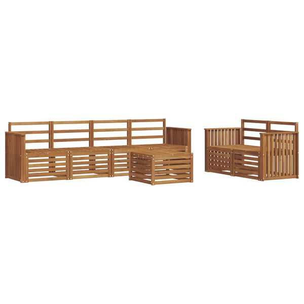 vidaXL Juegos de sof&aacute;s 7 pcs Natural Madera de Acacia S&oacute;lida