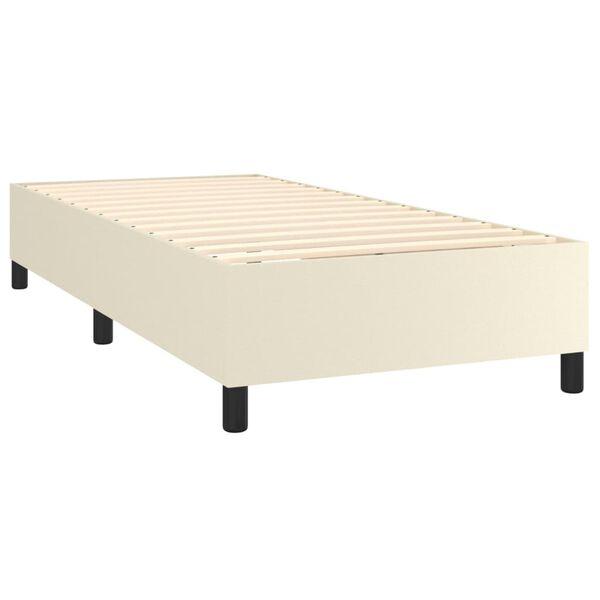 vidaXL Estructura de cama con somier cuero sint&eacute;tico crema 90x200 cm