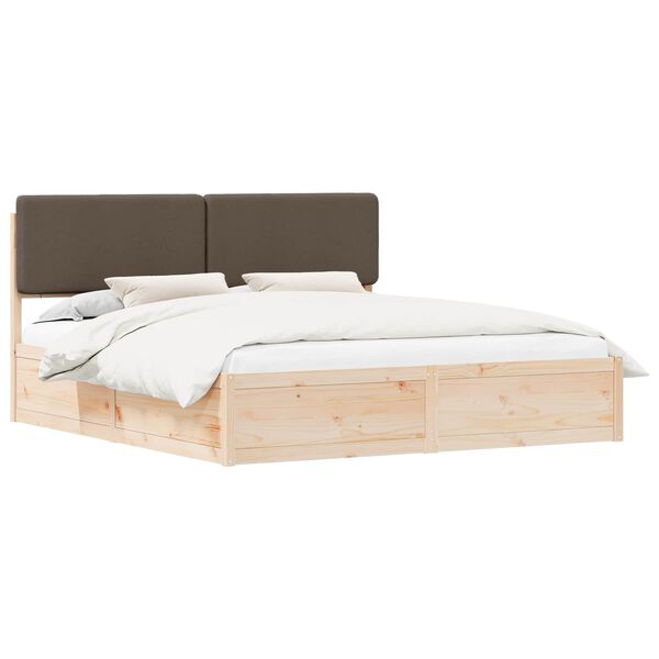vidaXL Estructura de Cama con Cabecera Tapizada Taupé 180 x 200 cm