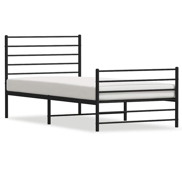 vidaXL Estructura cama sin colch&oacute;n con estribo metal negro 90x200 cm