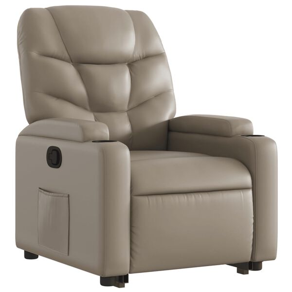 vidaXL Sill&oacute;n reclinable elevable cuero artificial color capuchino
