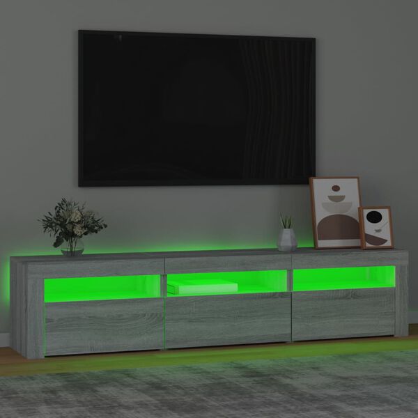 vidaXL Mueble de TV con luces LED gris Sonoma 180x35x40 cm