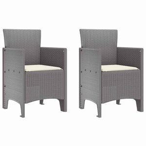 vidaXL Silla de Jard&iacute;n 2 pcs Gris Claro 53 x 49 x 85 cm Polipropileno