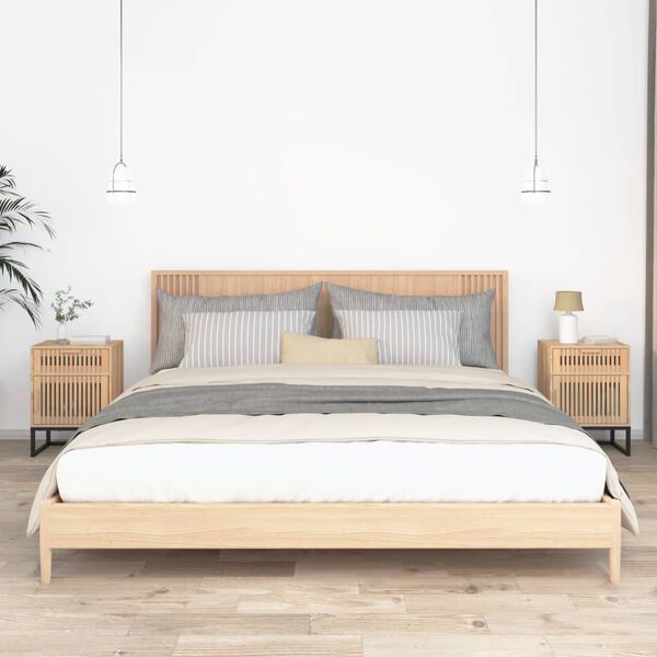 vidaXL Mesitas noche 2 uds hierro y madera contrachapada 40x30x55,5 cm