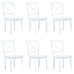 vidaXL Sillas de comedor 6 unidades madera maciza de caucho blanco