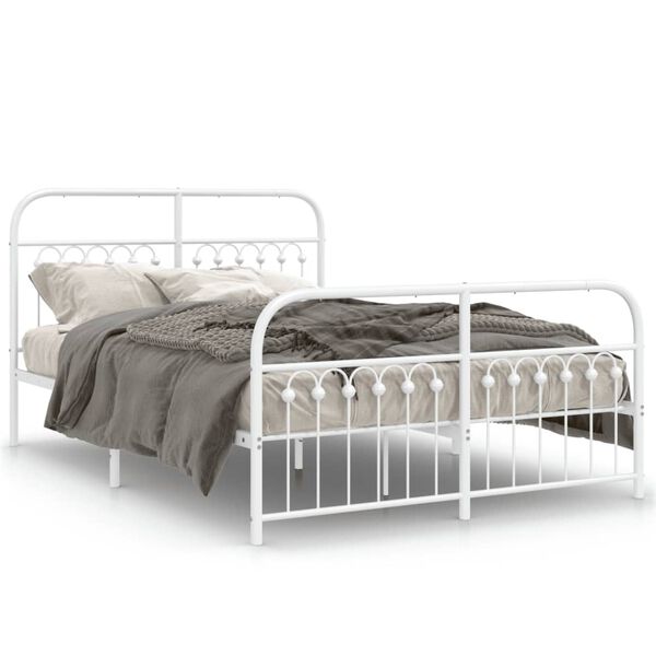 vidaXL Estructura cama sin colchón con estribo metal blanco 137x190 cm