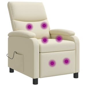 vidaXL Silla de masajes reclinable Crema Cuero sint&eacute;tico