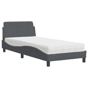 vidaXL Cama con colch&oacute;n Dover terciopelo gris oscuro 80x200 cm