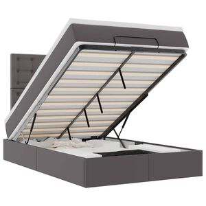 vidaXL Estructura cama otomana colch&oacute;n gris 120x190 cm cuero sint&eacute;tico