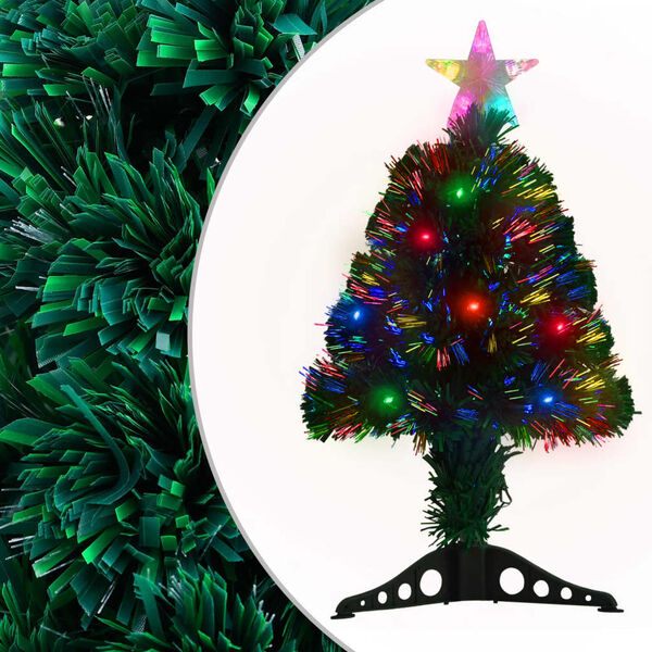 vidaXL Árbol de Navidad preiluminado con soporte y LED fibra óptica 64 cm