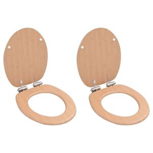 vidaXL Asiento inodoro WC 2 uds tapa de cierre suave MDF dise&ntilde;o bamb&uacute;