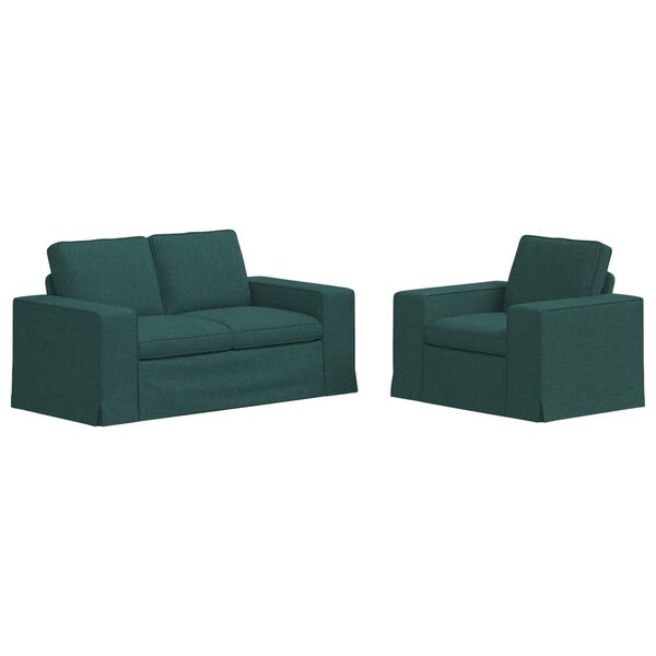 vidaXL Sof&aacute; 2 pcs Verde oscuro 182 x 80 x 82 cm tela