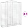 vidaXL Cestas de gaviones 3 uds forma de arco hierro 200x50x220/240 cm