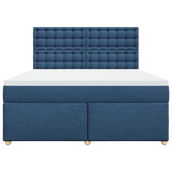 vidaXL Cama box spring con colch&oacute;n tela azul 180x200 cm