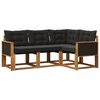 vidaXL Conjunto de sof&aacute;s de exterior con coj&iacute;n 4 pcs Natural y negro