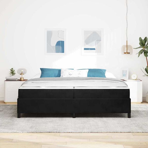 vidaXL Estructura de cama con colch&oacute;n Negro 200 x 200 cm tela