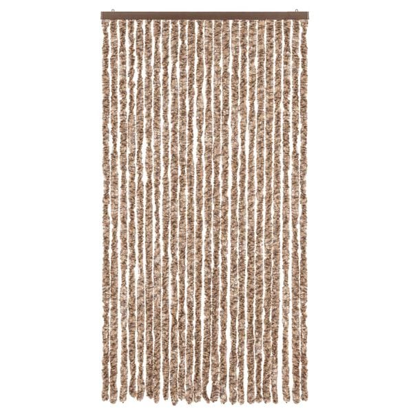 vidaXL Cortina antimoscas chenilla beige y marrón oscuro 100x220 cm