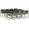 vidaXL Set comedor jard&iacute;n 9 pzas y cojines rat&aacute;n sint&eacute;tico gris