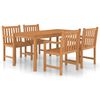 vidaXL Conjunto de comedor de jard&iacute;n de 5 piezas, 160 x 80 cm, madera maciza de teca