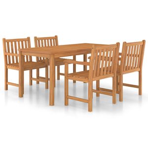 vidaXL Conjunto de comedor de jard&iacute;n de 5 piezas, 160 x 80 cm, madera maciza de teca