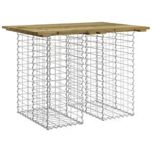 vidaXL Mesa de jard&iacute;n con dise&ntilde;o de gaviones, 100 x 70 x 72 cm, madera de pino impregnada