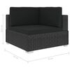 vidaXL Set muebles de jardín y cojines 8 piezas ratán sintético negro
