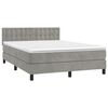 vidaXL Cama box spring colch&oacute;n y LED terciopelo gris claro 140x200 cm