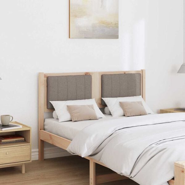 vidaXL Cabecero tapizado Marr&oacute;n 120 cm Madera de pino macizo