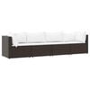 vidaXL Set muebles de jard&iacute;n 4 piezas y cojines rat&aacute;n sint&eacute;tico marr&oacute;n
