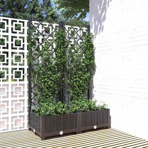vidaXL Jardinera de jard&iacute;n con enrejado, color negro, 80 x 40 x 121,5 cm, PP