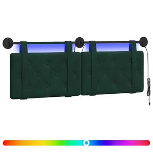 vidaXL Cabecero colgante Con luz LED Verde oscuro Terciopelo