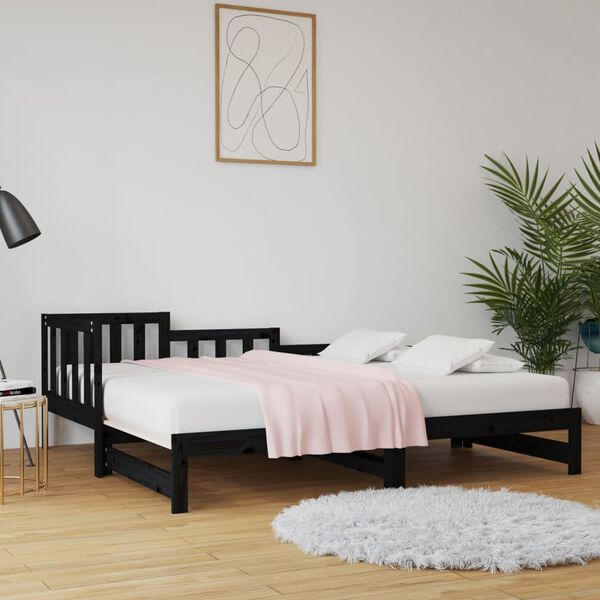vidaXL Sof&aacute; cama extra&iacute;ble sin colch&oacute;n negro 2x(90x200) cm