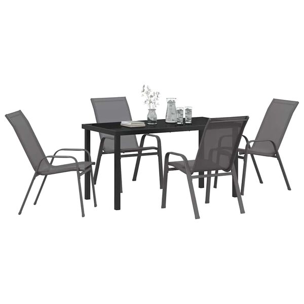 vidaXL Conjunto de Comedor de Jard&iacute;n 5 pcs Gris y Negro